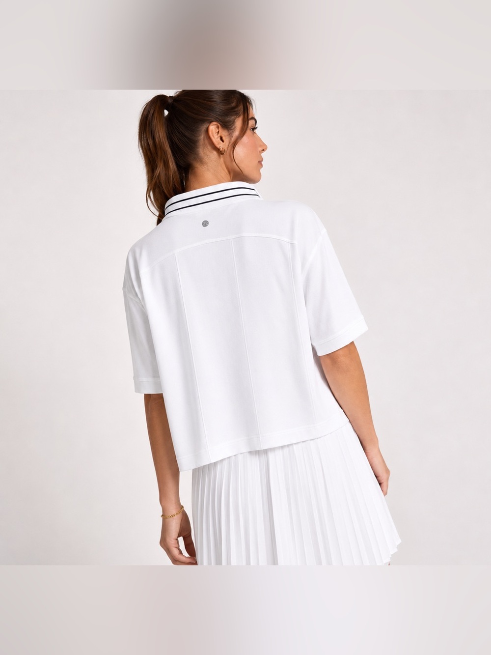 CALIA Carrie Underwood Seamless Tipped Polo White Women’s Medium - Picture 2 of 4